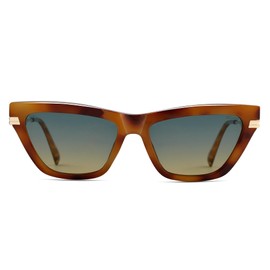 SOJOS Retro Small Polarized Cat Eye Sunglasses Womens Vintage Shades Trendy Stylish Sunnies SJ2361 with Tortoise/Gradient Cyan Lens