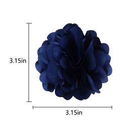 Handmade Satin Fabric Flower Brooches Lapel Pins for Women Vintage Elegant Flower Brooch Hair Clip Pins Wedding Party Dance Dress Clothes Accessories ((4pcs) Navy Blue)