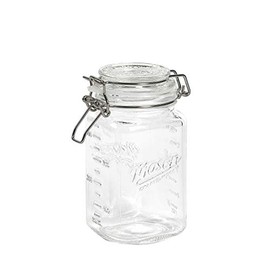 Mason Craft & More Airtight Kitchen Food Storage Clear Glass Clamp Jars, 50 Ounce (1.5 Liter) Medium Clamp Jar