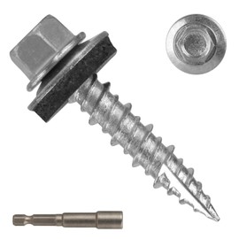 AOKLIT Metal Roofing Screws#10 × 1 Inch, 300Pcs Zinc Plated Hex Head Metal Roof Screws with Rubber Washers for Metals and Corrugated Roofing Panels (Hex Socket Included)