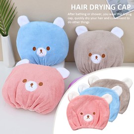 3 Pcs Hair Towel Wrap, Bear Dry Hair Hat, Absorbent Hair Drying Towel Wrap, Cute Bear Embroidery Microfibre Turban Wrap Quick Dry Head Towel Cap, for Bath Shower Washing Hair Spa Towel for Kids