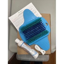 The FootMate System Foot Brush Scrubber + Rejuvenating Gel Cleans Feet In Shower