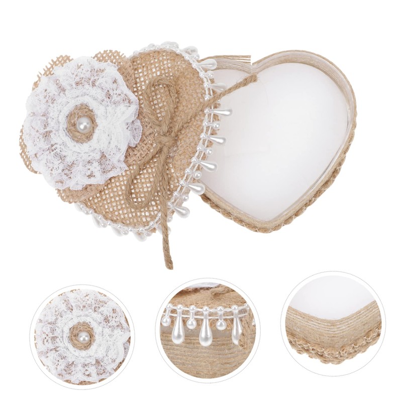 SHOWERORO Heart Shaped Ring Pillow Decorative Jewelry Box for Earrings