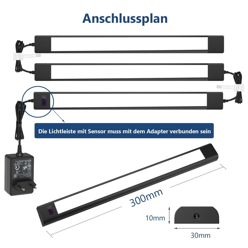 WOBANE Under-Unit Light Kitchen LED Dimmable, Hand Motion Activated, Bright