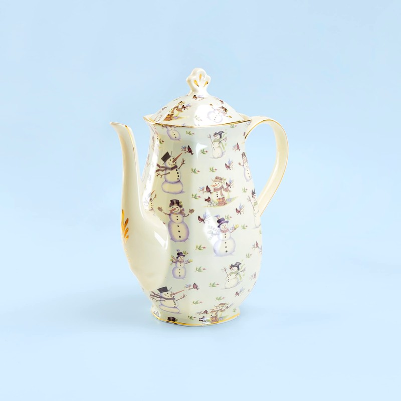 Grace Teaware Holiday Snowman Fine Porcelain Chocolate Pot 40oz Capacity