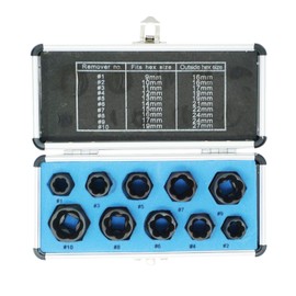 Dapetz ® 10Pcs Grip & Twist Socket Set – Remove Damaged Bolts, Rounded Nuts, and Locking Wheel Studs with Impact-Ready Extractors, Durable Spiral Design, 9-19mm Sizes, Ideal for Automotive Repairs