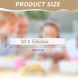 JEKUGOT 50th Birthday Sash 50th Birthday Decorations for Women Birthday Sash for Women 50th Sash for Birthday Party, White