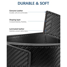 BOSTANTEN Men's Leather Belt with Ratchet Clasp for Men, Elegant and Casual with Adjustable Buckle, Size Adjusted, 003-black, 32-38W