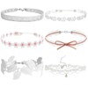 Nova&Aria Choker Necklace for Women 6 Pcs White Choker Necklace