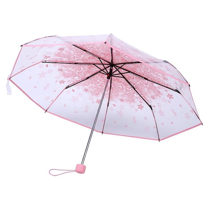 TOPINCN Folding Umbrella with Cherry Blossom Pattern, Pink, for Outdoor
