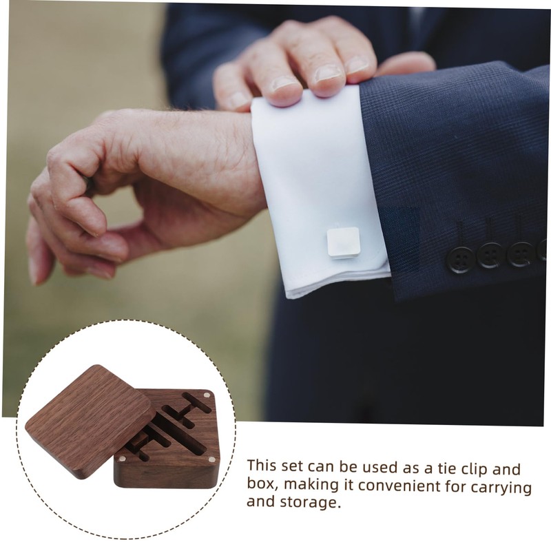 TOVINANNA Wood Cufflinks Box for Men Elegant Jewelry Organizer Travel