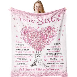 Sister Gifts, Big Sister Gift, Sister Blanket 150x130CM, Happy Birthday Gifts for Sister from Sister Brother, Best Sister Ever Gifts, Sisters Birthday Graduation Gifts Ideas for Women, Sister Gift