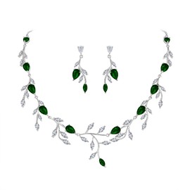 EVER FAITH Teardrop Wedding Bridal Jewellery Set for Brides Sparkly Blue CZ Pear Shaped September Birthstone Necklace Earrings Set, Cubic Zirconia, Cubic Zirconia