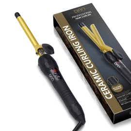 DAN Technology 3/8 Inch Tiny Curling Wand for Tight Spiral Curls, Tourmaline Ceramic Small Barrel Hair Curler with LCD Display (180°F–430°F), Fast Heating, Dual Voltage, Auto Shut-Off, Black & Gold