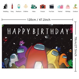 1Pack Among Party Decoration Banner Photography Background for Kids Birthday Party Among Photo Booth Props (4.16X2.3 Ft) (red-04)