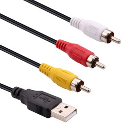 USB to RCA Cable 5FT, USB 2.0 A Female to 3 RCA Female Adapter Cord AV Composite Cord for DVDs, Digital Cameras, Camcorder Connecting to TV/PC/Computer