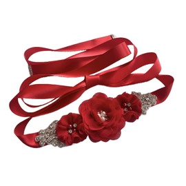 Luoyunna Sparkle Maternity Sash Bridesmaid Sash Wedding Sash (Red)