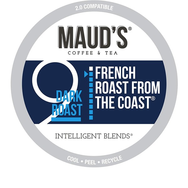 Maud's French Roast Coffee, (French Roast from The Coast), 100ct. Recyclable Single Serve Coffee Pods – Richly satisfying arabica beans California Roasted, k-cup compatible including 2.0