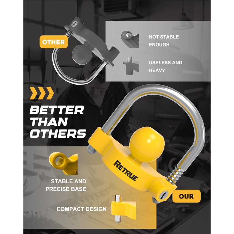 RETRUE Universal Coupler Lock Trailer Locks Ball Hitch Trailer Hitch