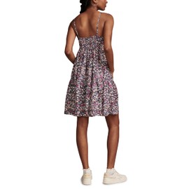 Lucky Brand Women's Printed Pintuck Bodice Mini, Nightshadow Multi