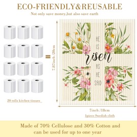 Cunhill 6 Pcs Swedish Kitchen Dish Cloths Kitchen Towels Reusable Sponge Cleaning Cloths Wipes Absorbent Dish Cloth Quick Drying Washable Decorative Tea Towels No Odor Bar Hand Towel (Plants)