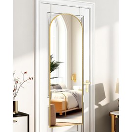 ITSRG Full Length Mirror Door Hanging, Door Mirror, Over The Door Mirror Full Length, 50"x16" Bathroom Door Mirror, Long Mirror for Bedroom Living Room Locker Room (Gold)