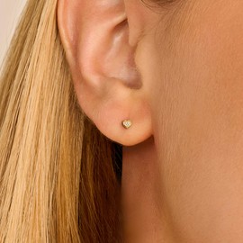 DPT Antwerp Adore Single Stud Diamond Earrings For Women | 925 Sterling Silver | 3 Natural Good-Cut White Diamonds | Yellow Gold Plated, 3.20 x 3.00 x 1.40 mm, Sterling Silver Diamond, Diamond