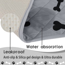 Dog Crate Pee Pads - Wahable Dog Rugs Non-Slip Puppy Pads for Small Dogs, Water Absorb Training Pads (24" x 32", Gray) 2 Packs