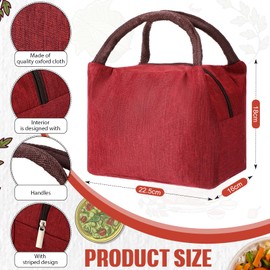 Chunful 12 Pcs Lunch Bags Bulk Insulated Reusable Lunch Bags Pouch with Aluminum for Women Adult Office Work Employees(Wine Red)