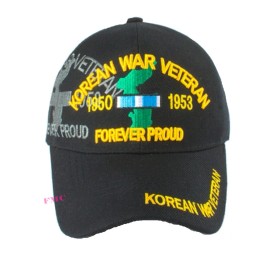 US WARRIOR Korean War Veteran, Service Ribbon, Forever Proud, black hat
