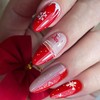 Christmas Press on Nails Almond-24Pcs Red Artificial Fake Nails with