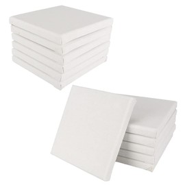 o-waki Stretched Canvas Painting Board Mini Size Square Oil Painting Watercolor Painting Supplies DIY Art Wall Decor Set of 12 (15x15cm)