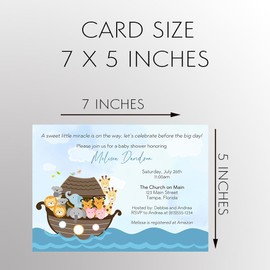 Noahs Ark Baby Shower Invitations Customizable Christian Invites Gender Neutral Boy Girl (12 Count)