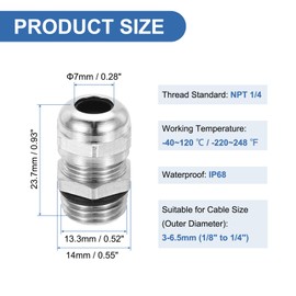 PATIKIL Waterproof Electrical Cable Glands, NPT 1/4 4 Pcs 1/8" to 1/4" Nickel-Plated Brass Cord Grip Electric Wire Connector Wire Protector for Outdoor Cable Box Enclosure Junction Box