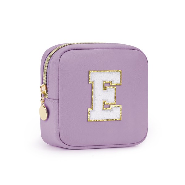 Wandering Nature Personalized Mini Initial Makeup Bag with Glitter Chenille