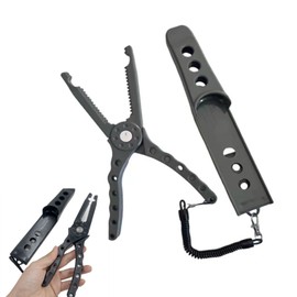 Solxion フィッシュグリップ フィッシュキャッチャー 持ち運びしやすい 滑り止め 魚つかみ 釣り道具 プライヤー 軽量 歯形設計 フィッシュ グリップ ロープ付き