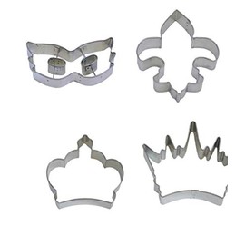 Mardi Gras/New Orleans Cookie Cutter Set - King Crown, imperialCrown, Mask and Fleur de Lis