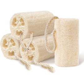 Zacate Para Cuerpo, Cepillo Para Cuerpo, 4 Piezas de Esponjas Naturales de Lufa, Exfoliante Corporal para Hombres y Mujeres, Ideal para Limpieza de Piel y Uso en Hogar, 10 x 4.5 x 7 cm