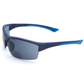 VITENZI Bifocal Sunglasses Semi Rimless Wraparound Readers for Reading Under The Terni Sun in Blue 2.50