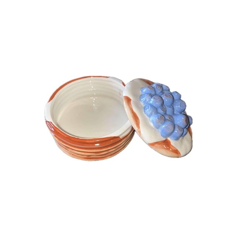 1616Holdings Ceramic Blueberry Pancake Stack Trinket Box Jar 6in x