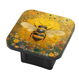 Hitch Cover Fits for 2-Inch Hitch,Golden Bee in Floral Galaxy Rubber Trailer Hitch Cover Tube Plug Insert,Car Exterior Accessories, Receiver Tube Hitch Plug