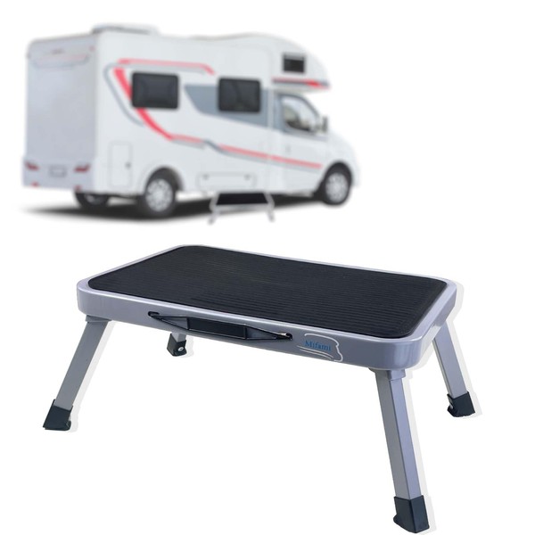 Mifami RV Step Stool Foldable 1-Step Stool Ladder Sturdy Metal