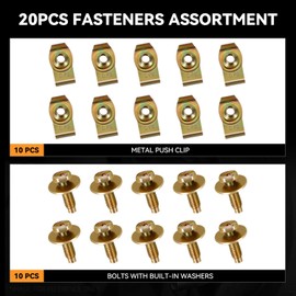 Auto Dynasty 20 Pcs Metal M6 Extruded Body Bolt U-Clip Kit Fasteners Pin Rivets Car Clips Set Door Trim Panel Fender Bumper Clips Kit Fit for Infiniti G35 G37 FX35 FX45 EX35, Nissan 350Z 370Z