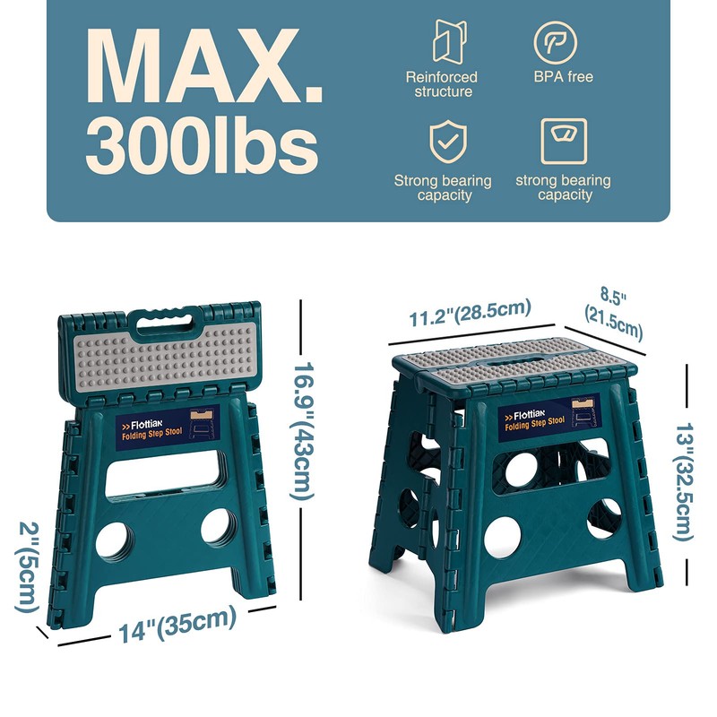Flottian 13" Folding Step Stool for Adults and Kids Holds
