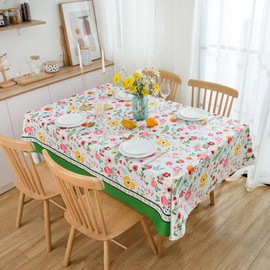 MANGATA CASA Floral Table Cloth Rectangle Table 60x102in-Flower Rectangle Tablecloth for Spring/Summer-Waterproof Farmhouse Fabric Table Clothes for Thanksgiving(Green-60X102in)