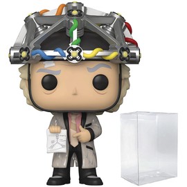 POP Back to The Future - Doc with Helmet [Dr. Emmett Brown] Funko Vinyl Figure (Bundled with Compatible Box Protector Case), Multicolored, 3.75 inches