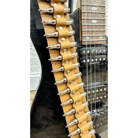 AAKKORD BY FUNK PLUS Crazy Horse Leather Nickel Bullet Guitar Strap 59" Genuine Leather Light Weight