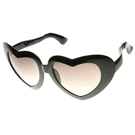 zeroUV Super Oversized Large Novelty 9 Inch Wide Heart Shape Sunglasses (Black)