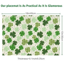 LEEQBCR Set of 2 Washable Table Mats, Breakfast Placemats, Linen, Heat Resistant, Non-Slip for Kitchen Table and Dining Room (Clover Model)