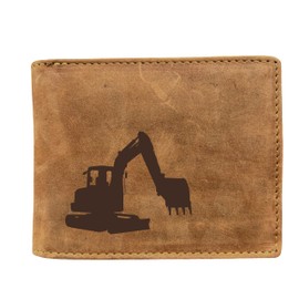 FFelsenfest Wallet with excavator motif, RFID protection, approx. 12.5 x 10 x 2.5 cm, brown, coin purse